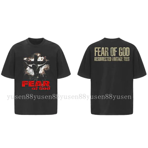 Chất Lượng Cao Phong Cách Mới Họa Tiết Saint FOG VINTAGE Retro Rửa Áo Thun Ngắn Tay