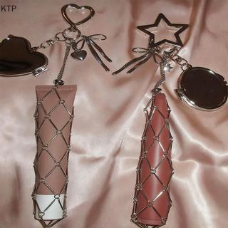 [Ktp] kim loại Net Son môi Keyring chủ với gương, xách tay Lip Balm trường hợp túi quyến rũ