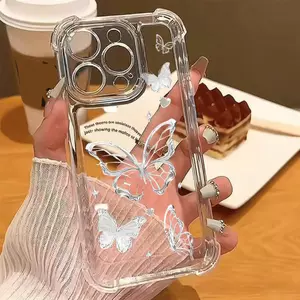 Bướm bóng rõ ràng Rhyme vẽ cho iPhone 17Air trường hợp iPhone 16/15/14 Quad chống ngã