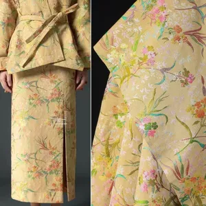 Hoa Nhiều Màu Sắc Bài Hát Jin Vải Jacquard Mới Phong Cách Trung Hoa Phong Cách Tòa Án Sườn Xám Túi Quần Áo Thiết Kế Vải 4.16