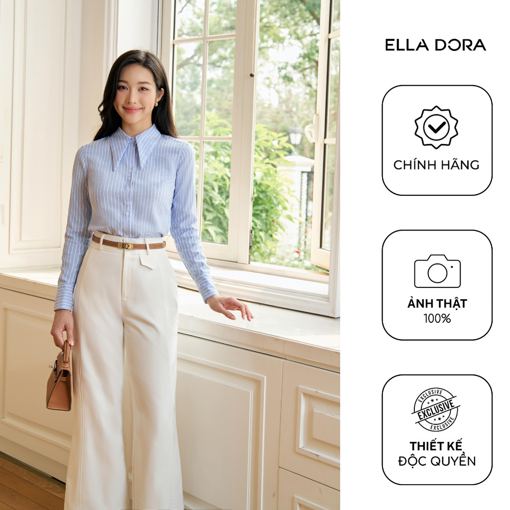 Quần ống suông nữ ELLA DORA form gọn tôn dáng thiết kế thanh lịch hiện đại màu TRẮNG [Q48]
