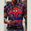 Áo thun unisex Marvel Spider-Man họa tiết 3D, tay ngắn cổ tròn