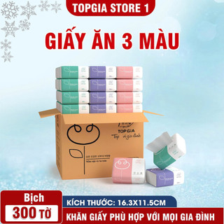 Giấy Ăn Top Gia,Thùng 16/30/60 Gói Rút 3 Màu Cao Cấp, Mềm Mịn, Thấm Hút Tốt, An Toàn  TopgiaStore1