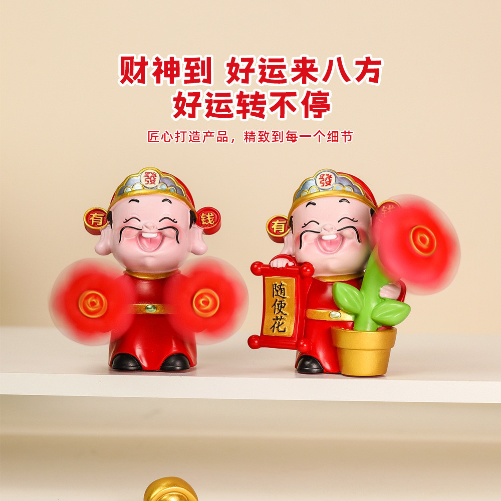 Chúc may mắn Thần Tài Zhuanzhuanle Thần Tài Trang Trí Ô Tô Sáng Tạo Thần Tài Búp Bê Văn Phòng Để Bàn Trang Trí Năm Mới