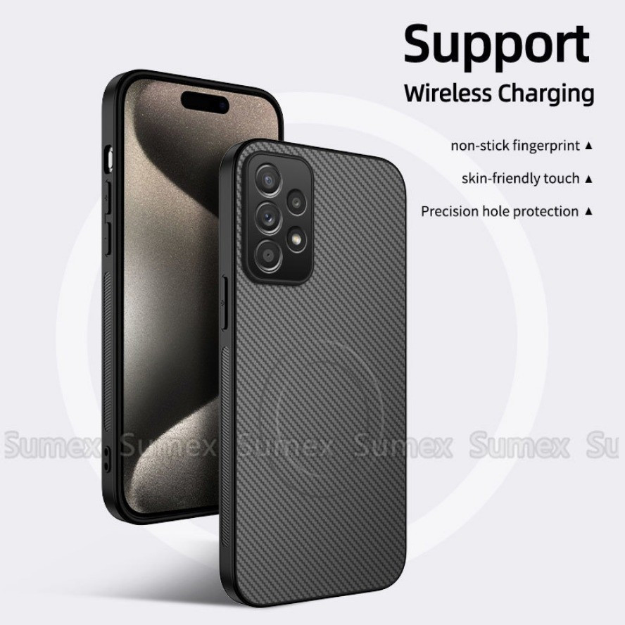 Ốp Điện Thoại Sợi Carbon Siêu Mỏng Cho Samsung Galaxy A73 A72 A53 A52 A52S A33 A32 A23 A22 A13 A12 A05 A05S A04S 4G 5G Vỏ Vòng Sạc Từ Tính Chống Sốc Ốp Lưng