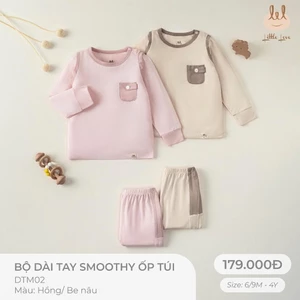 Bộ dài tay mỏng Smoothy ốp túi dành cho bé Lil Little Love (DTM02)
