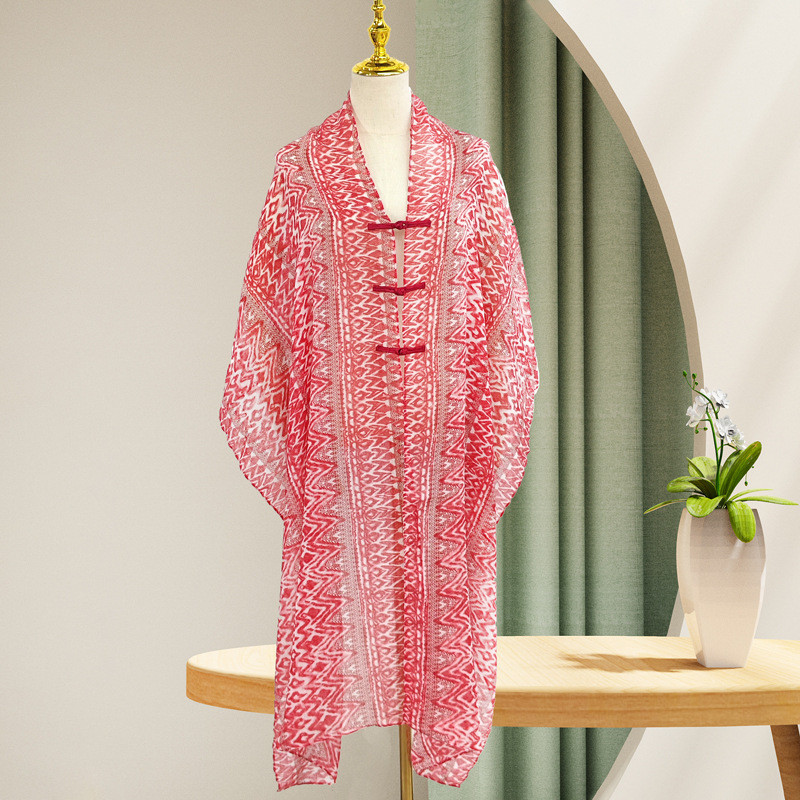 Khăn Choàng Lụa Jacquard Mỏng Phong Cách Dân Tộc, Chống Nắng Thời Trang Mùa Hè DUDT