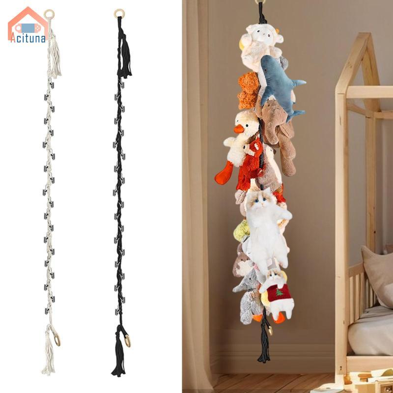 Dây chuyền đồ chơi nhồi bông Động vật nhồi bông Dây chuyền trưng bày treo tường Giá đỡ lưu trữ có kẹp Giá đỡ đồ chơi cho trang trí cửa mẫu giáo Thủ công từ