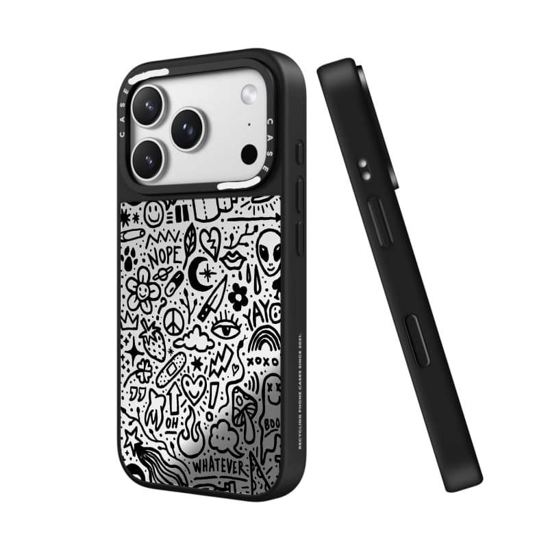 CASECASE X Dù Ốp Lưng Đen & Bạc Gương Hút Từ Tính IPhone Dành Cho IPhone 17 Air 16 15 14 13 12 Pro Max Plus Ốp Lưng Cứng Có Hộp Khắc Logo