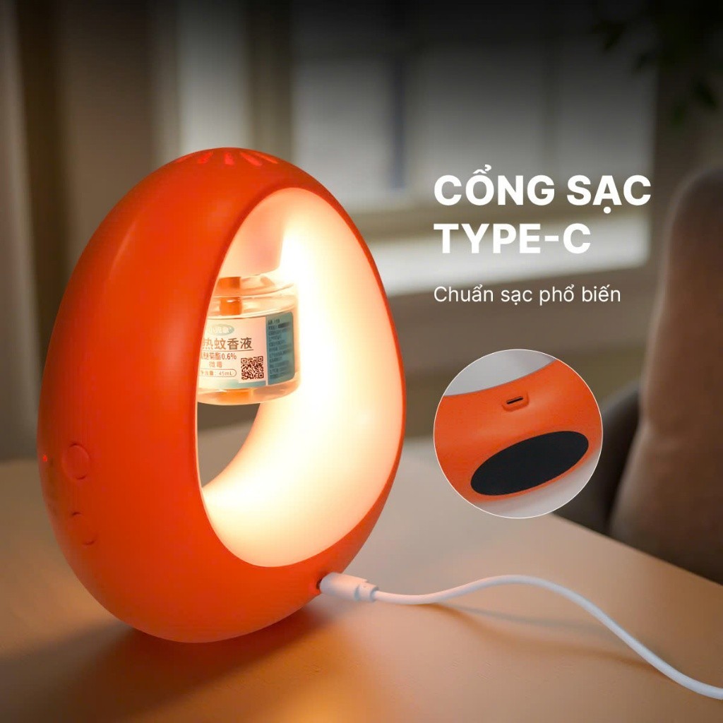 Đèn ngủ kèm tinh dầu đuổi muỗi, đèn xông tinh dầu không mùi, có hẹn giờ, thiết kế nhỏ gọn, tiện lợi