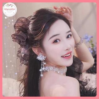 STHB Pháp Thanh Lịch Kim Cương Giả Kẹp Tính Khí Hàn Quốc Lưới Đuôi Ngựa Kẹp Phụ Kiện Tóc VN