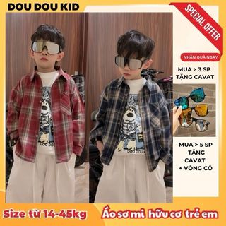 [DOU DOU KID] SM15M Sơ Mi Trẻ Em Chất Vải Mềm Size 14-48kg Áo Sơ Mi Hữu Cơ Trẻ Em