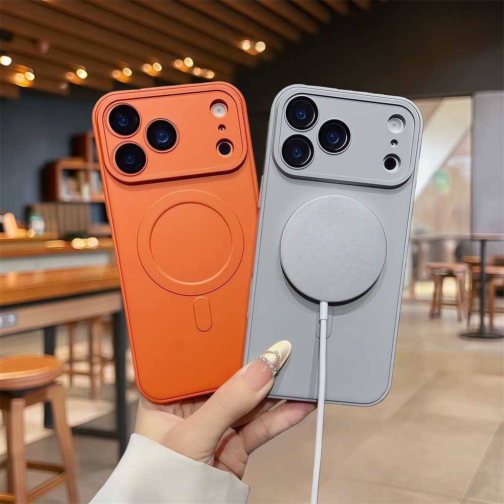 Ốp điện thoại từ tính màu đơn giản cho iPhone 17 Pro Max 11 12 13 14 15 16 pro max Vỏ bảo vệ điện thoại vỏ mềm bảo vệ ống kính chống rơi