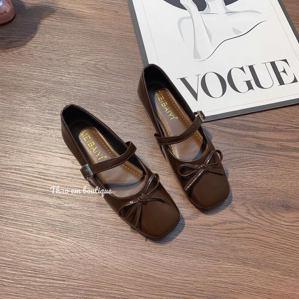 [Thảo Em - BB32] Giày búp bê nữ đế bệt da lì mềm, quai ngang fom basic dễ phối đồ [QCCC]