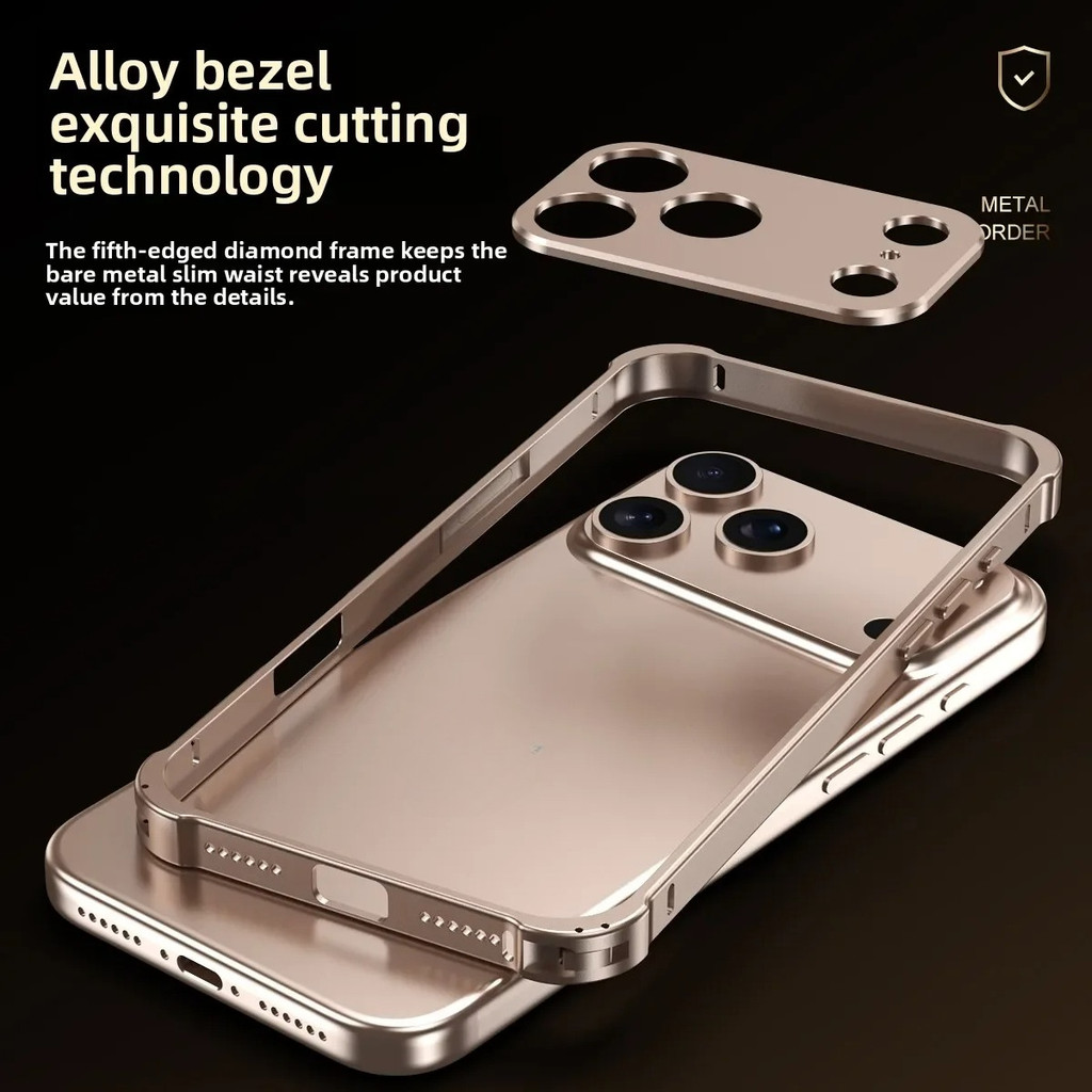 Dành Cho iPhone 17 Air 17 16 14 14 13 12 Pro Max 17 Pro Hàng Không Hợp Kim Nhôm Ốp Lưng Điện Thoại Khung Kim Loại Bảo Vệ Ống Kính Vỏ Chống Sốc
