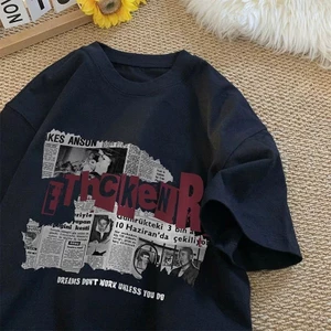 Áo thun nam nữ-100% cotton-Phong cách đường phố báo Mỹ -Thiết kế dáng rộng-Mềm mại, thoải mái-Thời trang và đa năng-D014