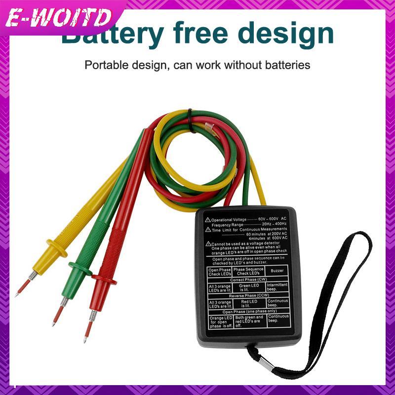 E-WOITD Máy đo pha xoay chiều 3 pha Máy dò pha Máy kiểm tra xoay Chỉ báo pha Kỹ thuật số Chỉ báo sắp xếp pha E-WOITD