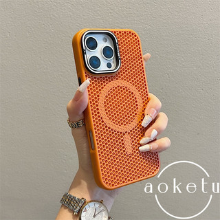 Lưới tản nhiệt thoáng khí khung kim loại Vỏ điện thoại từ tính thích hợp cho iPhone 11 12 13 14 15 16 Pro Max Bao gồm tất cả vỏ cứng silicon chống rơi