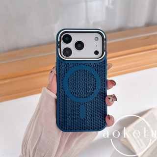 Tản nhiệt tổ ong từ tính thích hợp cho vỏ điện thoại iPhone 17 Promax, giá đỡ khung Apple 16, nắp chống rơi màu cam mờ 15Pro mới