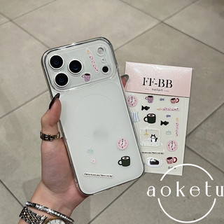 Sáng tạo cửa sổ lớn TPU hình tròn mịn DIY cà phê mèo dán vỏ điện thoại thích hợp cho iPhone 11 12 13 14 15 16 17 Pro max mờ bao gồm tất cả vỏ chống rơi