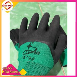 BỊCH 12 ĐÔI Găng tay lao động, bảo hộ 379 - 688 phủ cao su đen sịn