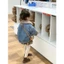 Áo khoác lông cừu trẻ em mùa thu đông màu xám lông thỏ lót áo khoác Denim 90-140 Size 6MDJ