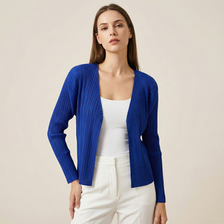 Miyake Áo Cardigan Phong Cách Cổ Điển Xếp Ly, Thời Trang Xuân Thu, Thiết Kế Ngắn