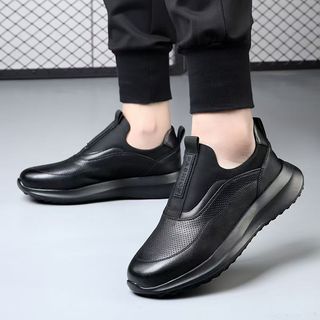 Giày Nam 3-4 Bốn Mùa Da Siêu Nhẹ Giày Đế Mềm Thấp Mũi Tròn Nhẹ Slip-On Giày Da Thường Ngày KGQS