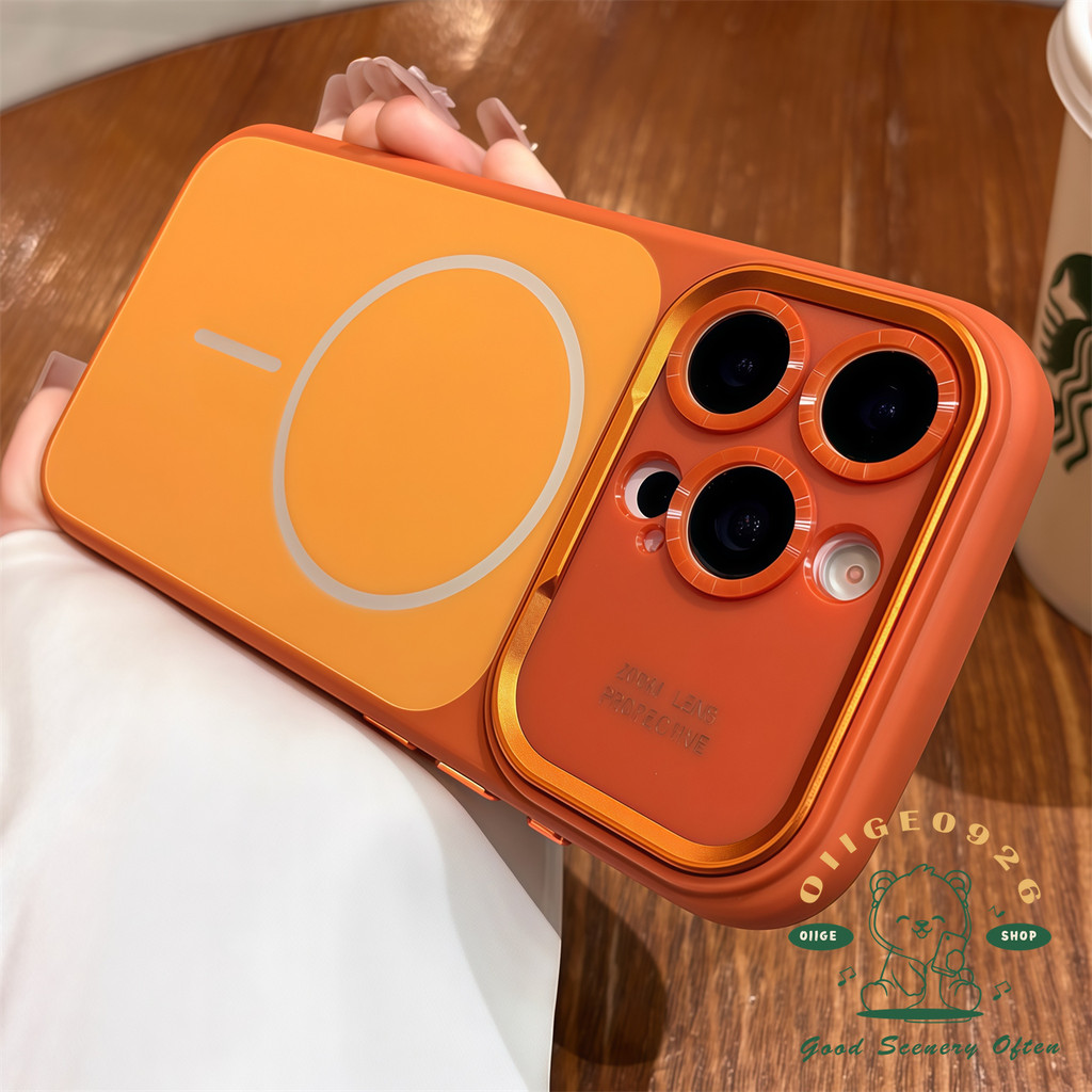 【 Ốp lưng iPhone17 】 Vỏ điện thoại từ tính chống rơi màu cam iphone17 Pro Max 16 15 14 13 cho vỏ iPhone vỏ mềm silicon TPU chống sốc