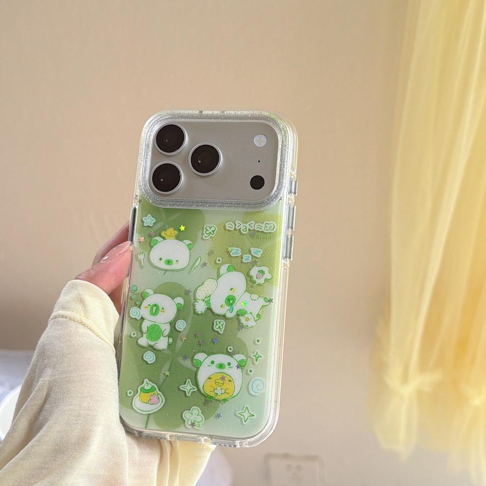 Ốp lưng cứng Tương thích với iPhone 13 14 14Pro 14ProMax 15 15Pro 15ProMax 16 16Pro 16ProMax 17 17Pro 17ProMax Graffiti Clover Pattern Case