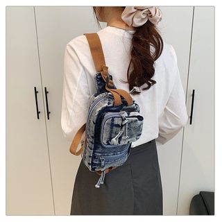 Phong Cách Mới Ngực Nam Nữ Retro Denim Ngực Túi Niche Thường Ngày Đi Lại Đeo Vai Túi Đa Năng Túi Nhỏ Hợp Thời Trang