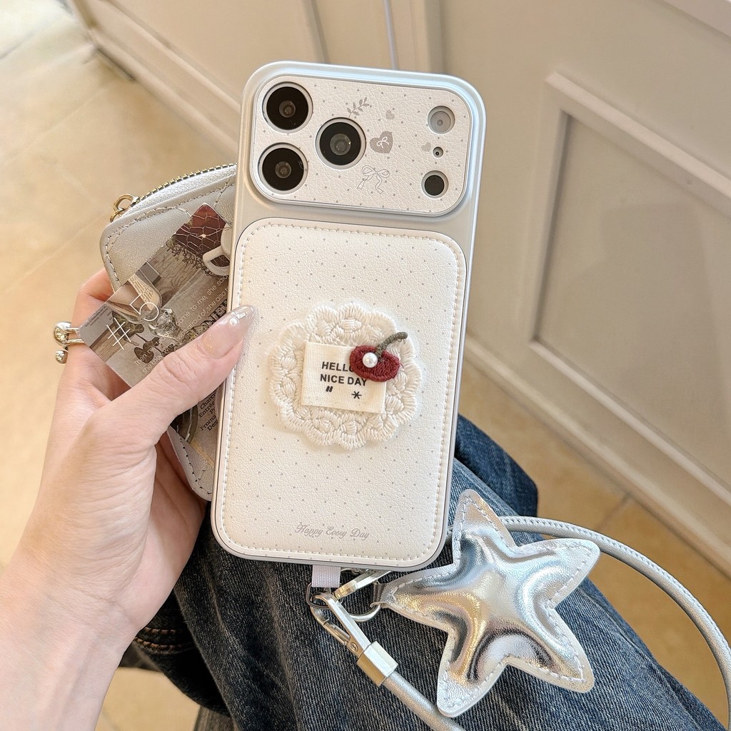 Ốp điện thoại iPhone họa tiết hoa 3D có vòng đeo tay phù hợp cho iPhone 17 Pro Max, 17, 16, 15, 14