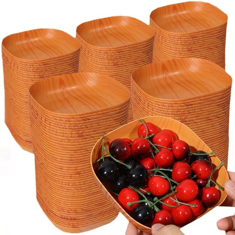 1-10 Cái Tấm Thiết Kế Bằng Gỗ Nhựa / Bộ Đĩa Vuông Nhà Bếp / Bộ Đồ Ăn Nhẹ Gia Đình