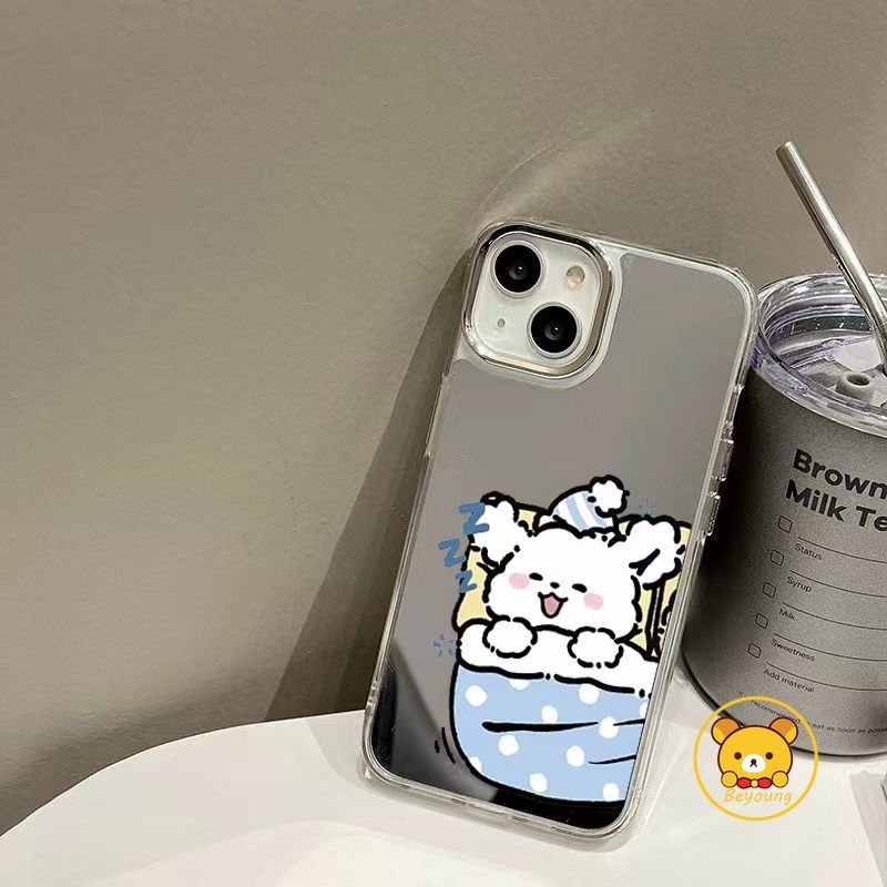 Ốp Điện Thoại Hoạt Hình Chó Con Cho Samsung Galaxy A57 A37 A56 A36 A26 A16 A06 A15 A05S A21S A20S A14 A13 A12 A11 A10S A04S A04E A03S Core A02S Vỏ Gương Cặp Đôi Dễ Thương