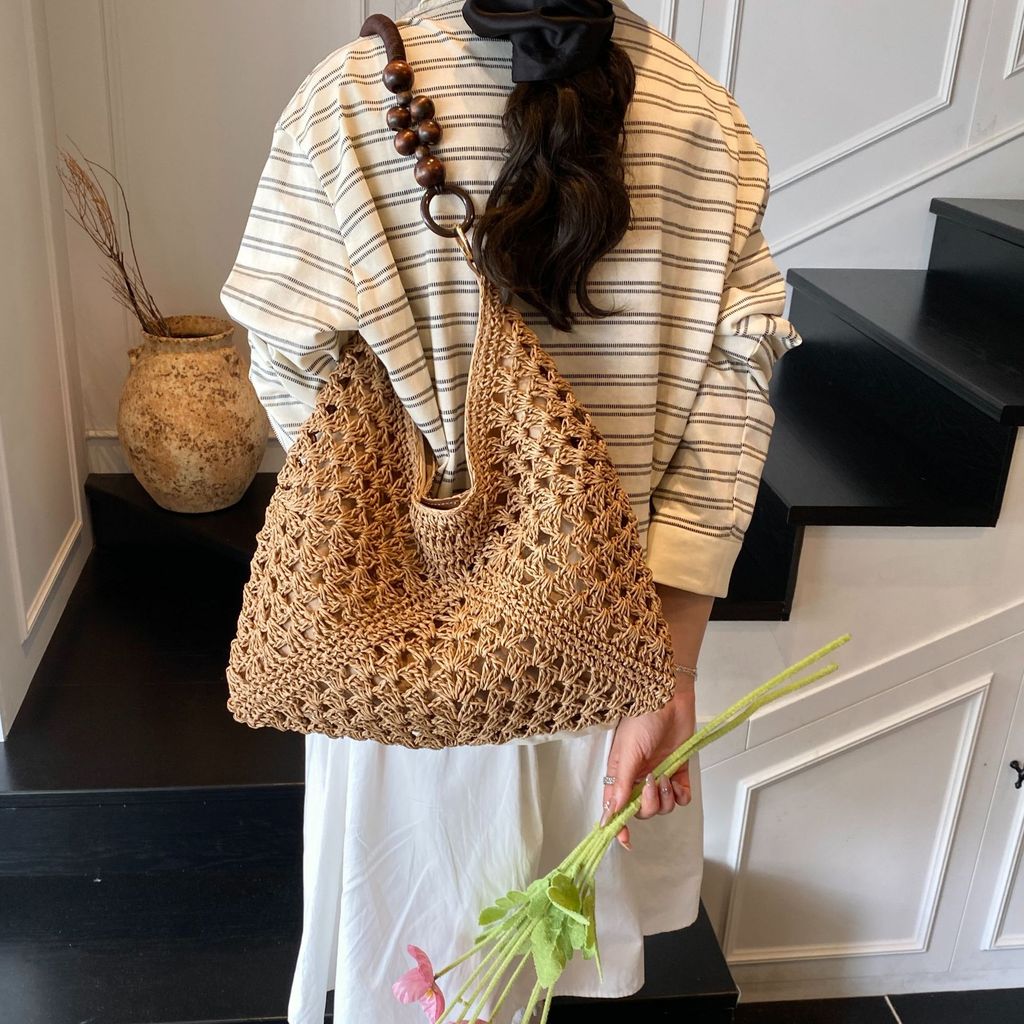 ANCO Túi du lịch công suất lớn dành cho nữ 2026 Mùa hè mới Dây bện Tott Handle Single Shoulder Beach Vacation Fashion