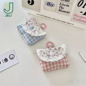 Mini Dễ Thương Ren Hoa Ví Đựng Tiền Xu Thời Trang Màu Hồng Xanh Kẻ Sọc Tai Nghe Bảo Vệ Bé Gái Túi Bảo Quản Nhỏ Di Động