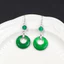 Bông tai chalcedony xanh phong cách dân tộc cổ xưa với thiết kế đơn giản