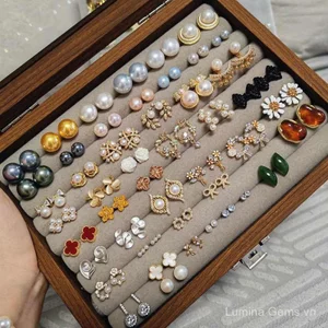 Bông Tai Phong Cách Hàn Quốc, Zircon và Ngọc Trai Hoa, Sang Trọng và Tinh Tế