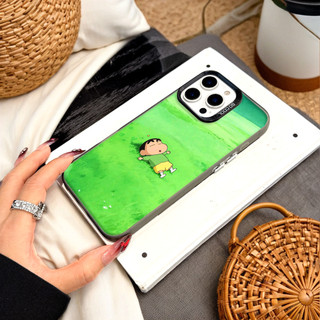 Ốp Lưng Iphone Phim hoạt hình thời trang Cho Iphone 7 xs xr 11 12 13 14 15 16 Pro Max Plus Crayon Shin-chan relax grass