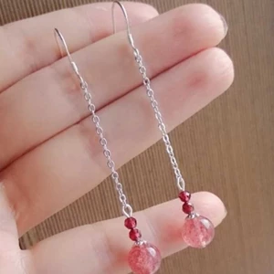Bông tai pha lê màu hồng, phong cách thanh lịch và thời trang