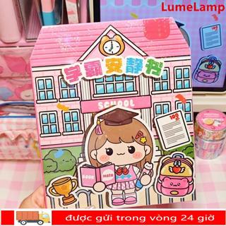 LUMELAMP Miếng Dán Sách Yên Tĩnh, Sách Dán Hoạt Hình Thủ Công, Nhãn Dán Cảnh Thu Nhỏ Giáo Dục PET Sáng Tạo Quà Tặng Ngày Lễ