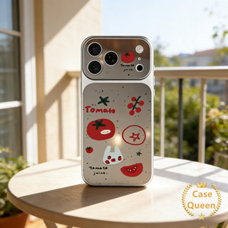 Phim hoạt hình đơn giản dễ thương Vỏ gương trang điểm cà chua tương thích cho IPhone Air 13 15 11 16 17 12 14 Pro Max XR X XS Max 15 16 14 Plus Vỏ mới sáng tạo hợp thời trang