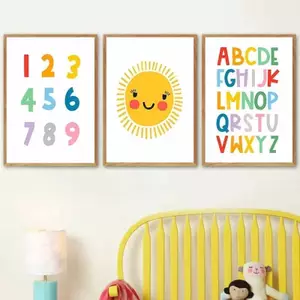 Bảng Chữ Cái Giáo Dục Số Sun Canvas Treo Tường Nghệ Thuật Trang Trí Cho Phòng Bé Phòng Ngủ Trẻ Em Unframed Chống Thấm Nước