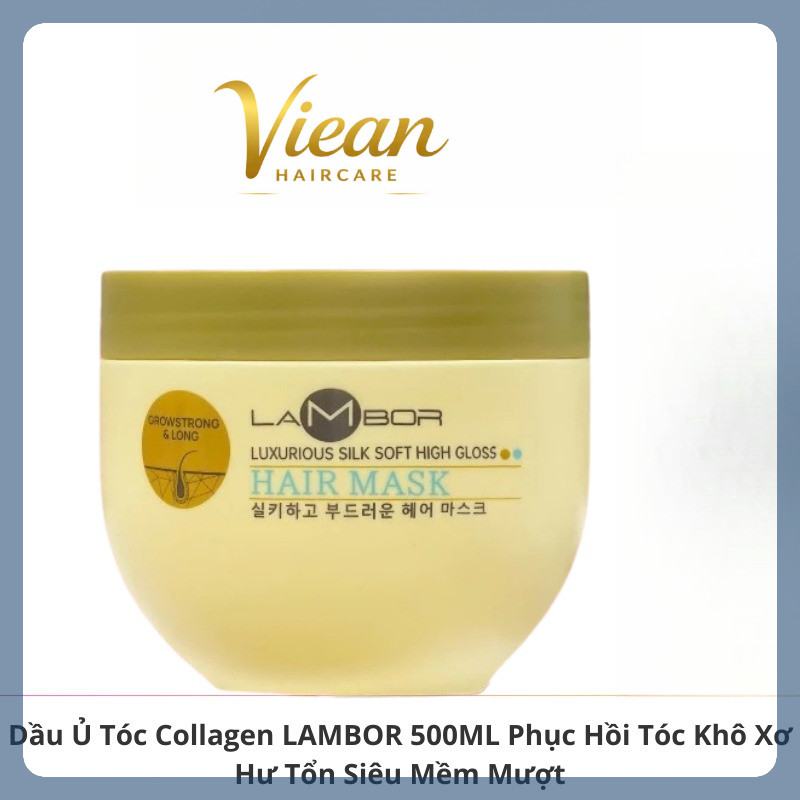 Dầu Hấp Ủ Tóc Collagen Lambor 500ml – Phục Hồi Tóc Hư Tổn, Giảm Gãy Rụng, Siêu Mềm Mượt