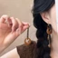 Mặt dây chuyền bông tai bất đối xứng phong cách dân tộc Trung Quốc, đính hạt, thanh lịch và sang trọng