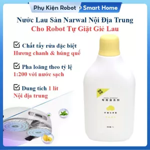 Nước Lau Sàn Cho Robot Tự Giặt Giẻ Lau Narwal, Nội Địa Trung, Mùi Hương Chanh và Húng Quế, Chai 1 Lít/