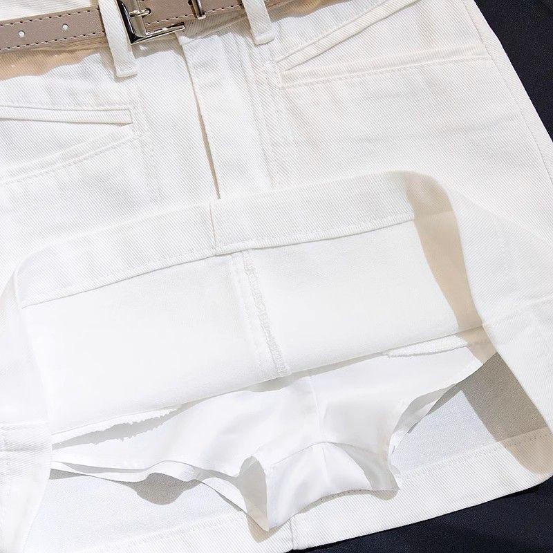 Váy Denim Trắng Chữ A Mùa Hè, Thiết Kế Mỏng Nhẹ