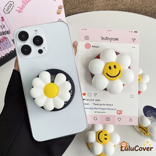 INS Style Daisy Smile Dễ Thương Kawaii 3D Silicone Từ Tính Có Thể Thu Vào Điện Thoại Chống Rơi Grip Đứng Hợp Thời Trang Xuân Hè Vibe