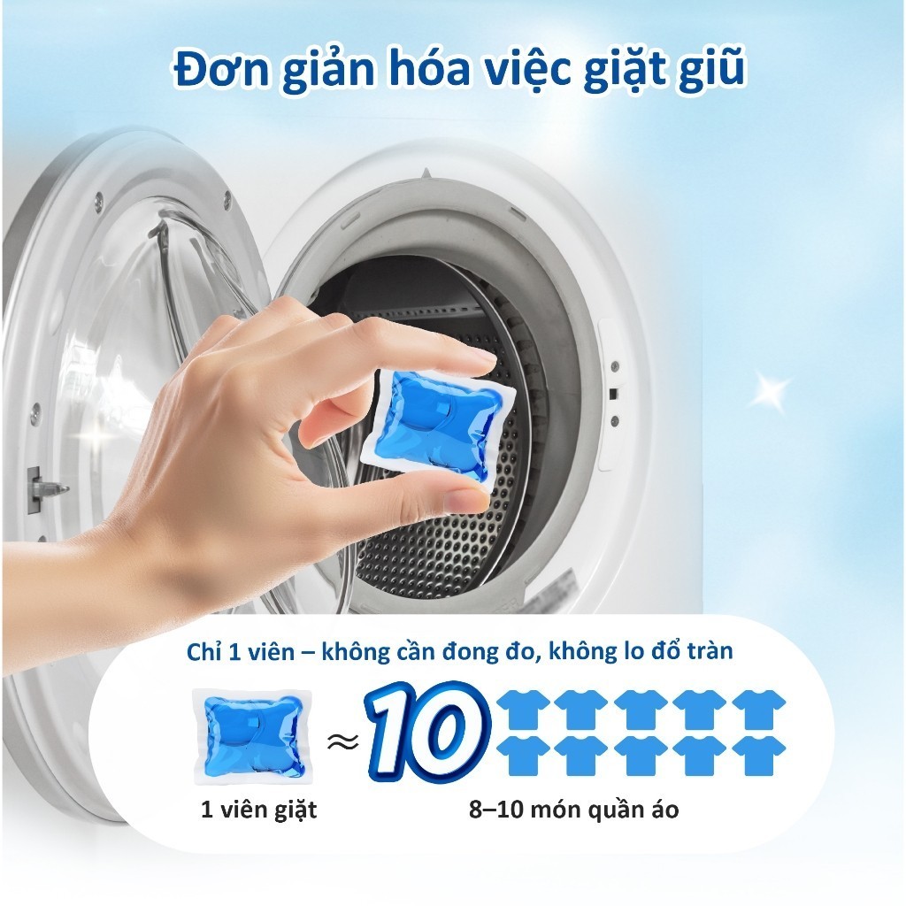 [Combo 3] Túi Viên Giặt Aiwibi  Tiện Lợi (30 viên/túi), Sạch Vượt Trội, Đánh Bay Vết Bẩn - Hương Hoa