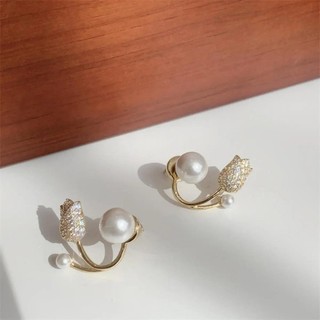 Bông tai hoa tulip pha lê thiết kế Hàn Quốc sang trọng cho tiệc và quà tặng Giáng sinh